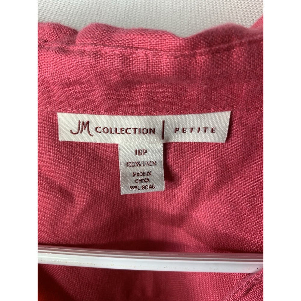 Women's 16P JM Collection Pink 100% Linen 3/4 Sleeve Button Shirt NWT - Picture 8 of 11